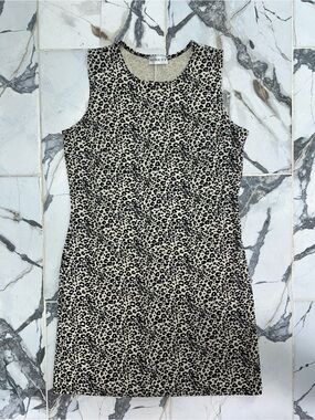 Ninety Beige and Black Sleeveless Leopard Summer Tank Dress Size Large